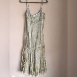 Elegant Green / blue silk 2 layer Dress